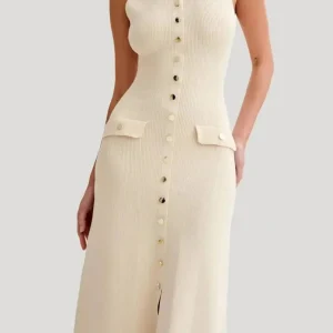 Robe maille boutonné