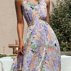 Robe plissée fleurie