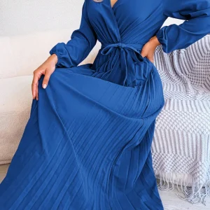 Robe plissee bleue