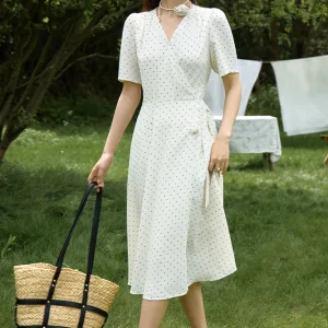 Robe portefeuille pois