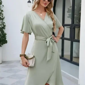 Robe portefeuille vert sauge