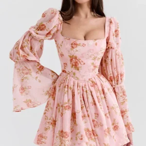 Robe rose fleurs