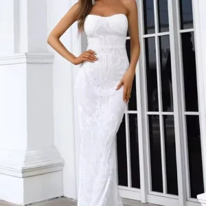 Robe sequins blanc
