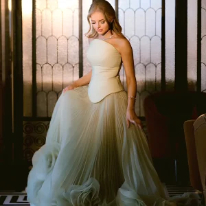 Robe soirée avec tulle travaillé