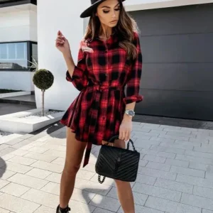 Robe tartan rouge