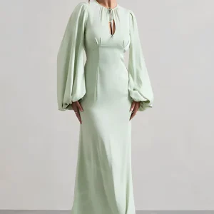 Robe verte manche bouffante