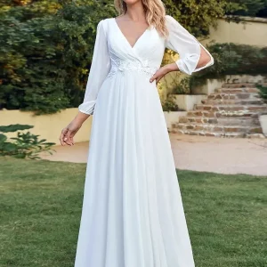 Robe blanche bohème longue manches longues
