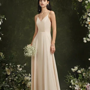 Robe invitée de mariage longue évasée à bretelles