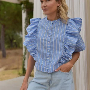 Blouse Shiloh rayé bleu lavande