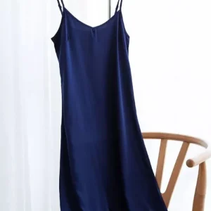 Robe Satin Bleue Marine