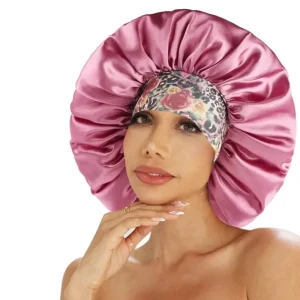 Bonnet Satin Extra Large Avec Bandeau Fleuri