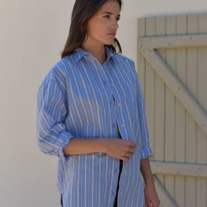 Chemise Roméo rayé bleu lavande