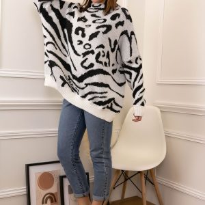 Pull oversize imprimé léopard