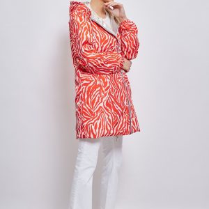 Imperméable réversible motif zèbre orange