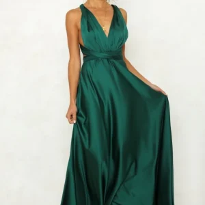 Robe Longue Verte Satin