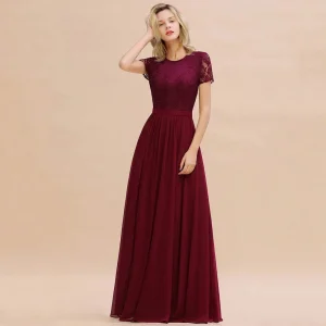 Robe demoiselle d'honneur chic manches courtes