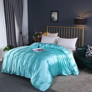 Housse de Couette Satin Bleu Pastel