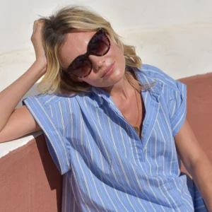 Chemise Célestine rayé bleu lavande