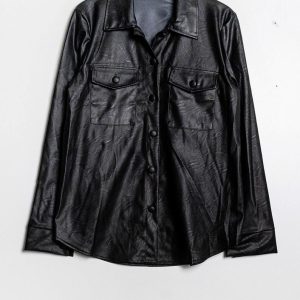 Surchemise noire en similicuir Femme – TU