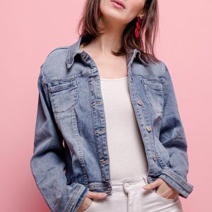 Veste en jean réversible – Motifs fleurs