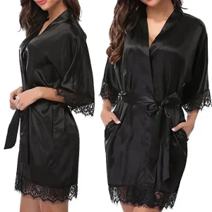Nuisette Kimono Satin et Dentelle