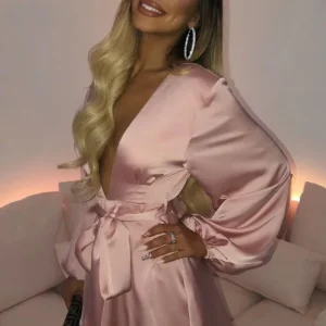 Robe Satin Rose Clair