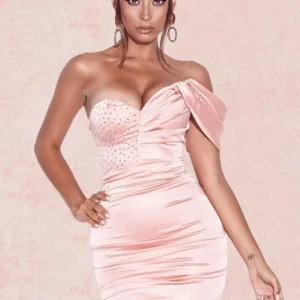 Robe Satin Rose Poudré