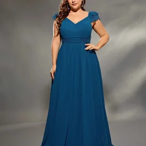 Robe amincissante bleue pour femme ronde