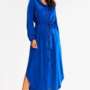 Robe chemise bleu