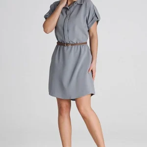 Robe chemise grise courte casual
