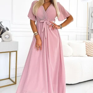 Robe chic rose longue fluide