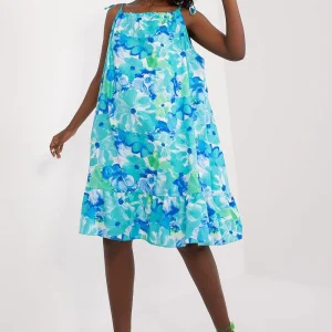 Robe d'été fleurie bleue bretelles