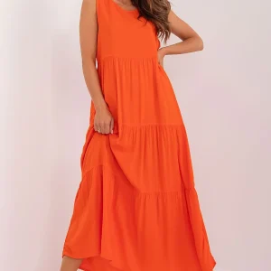 Robe d'été orange longue