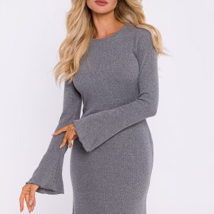 Robe de cocktail courte à poignets évasés et manches longues