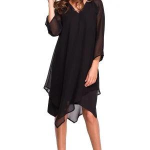 Robe de soirée noire asymétrique