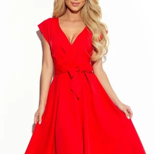 Robe de cocktail rouge courte évasée