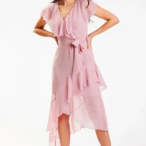 Robe de demoiselle d'honneur rose fluide