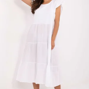 Robe blanche été bohème fluide midi