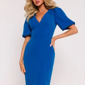 Robe de cocktail fourreau manches courtes