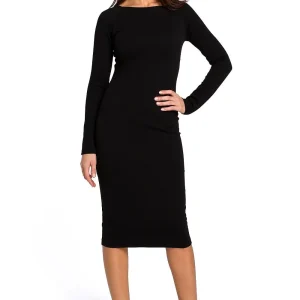 Robe midi moulante manches longues