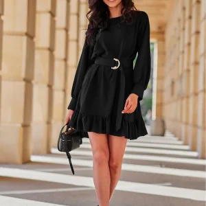 Robe de soirée courte manche longue