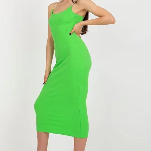 Robe midi moulante à bretelles décoratives