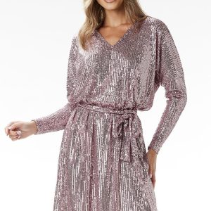 Robe pailletée manches longues