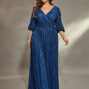 Robe de soirée bleue grande taille