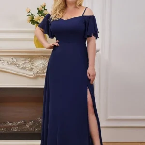 Robe de soirée bleue longue plus size