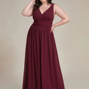Robe de soirée bordeaux plus size taille empire