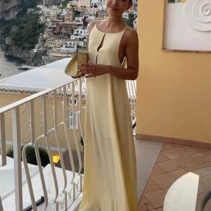 Robe de soirée dos nu longue en satin sexy