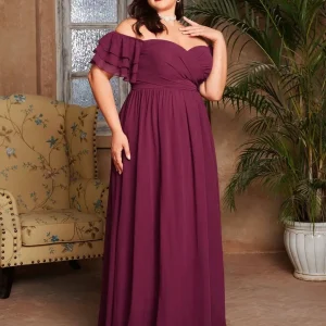Robe de soirée grande taille bordeaux
