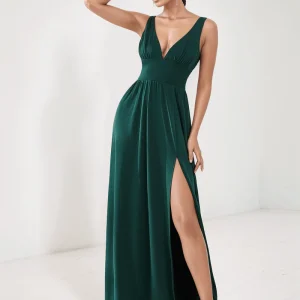 Robe de soirée longue verte chic