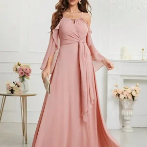 Robe demoiselle d'honneur bohème rose poudré
